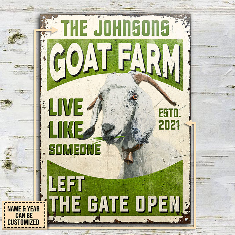 Personalized Goat Left The Gate Customized Classic Metal Signs
