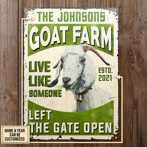 Personalized Goat Left The Gate Customized Classic Metal Signs