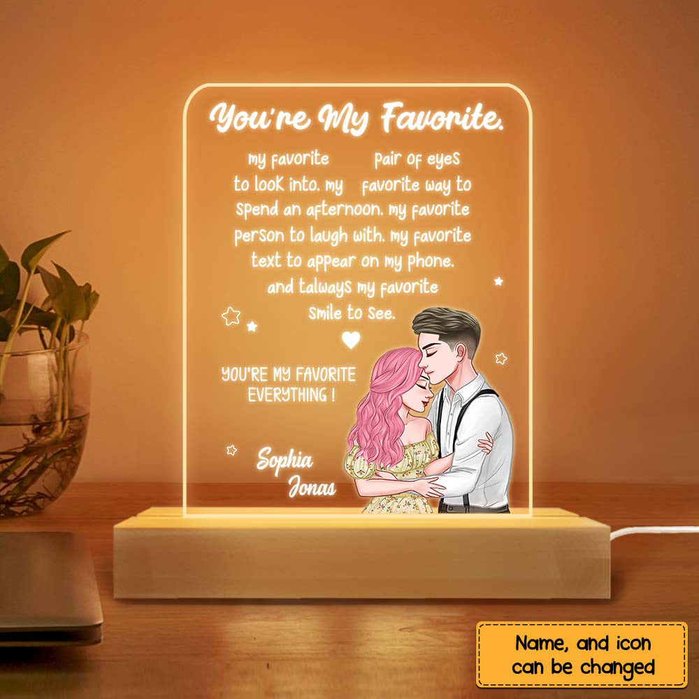 Couples You Are My Favorite Everything Plaque LED Lamp Night Light