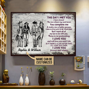 Personalized Cowboy Couple The Day I Met Sketch Customized Poster