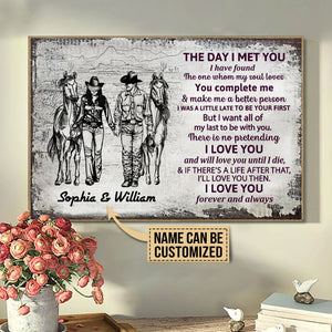 Personalized Cowboy Couple The Day I Met Sketch Customized Poster