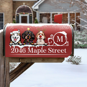 Personalized Dog Christmas Mailbox Cover, Dog lover Gift