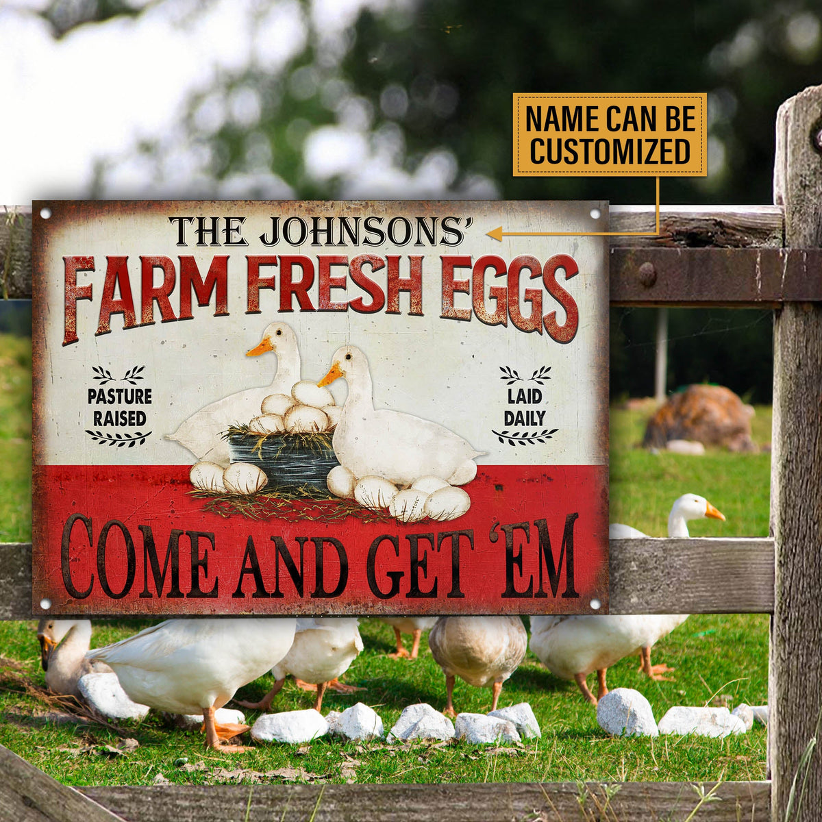 Personalized Duck Farm Fresh Eggs Customized Classic Metal Signs