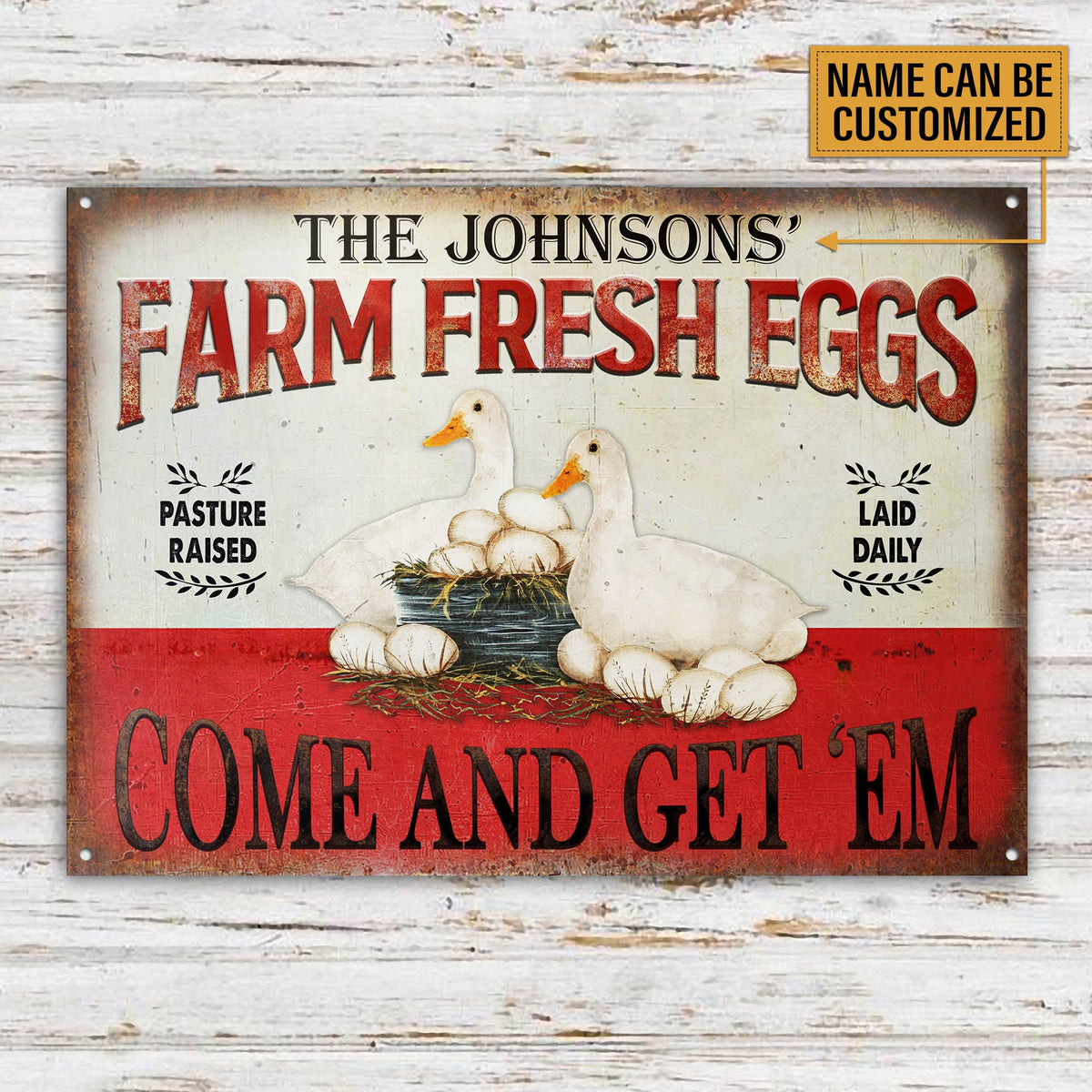 Personalized Duck Farm Fresh Eggs Customized Classic Metal Signs