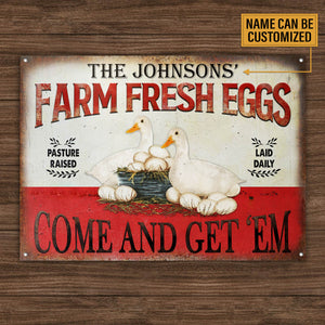 Personalized Duck Farm Fresh Eggs Customized Classic Metal Signs