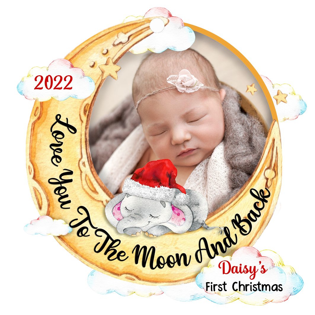 Personalized Elephant Baby First Christmas Ornament