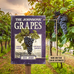 Personalized Grape Farm Fresh Customized Classic Metal Signs