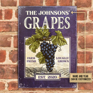 Personalized Grape Farm Fresh Customized Classic Metal Signs