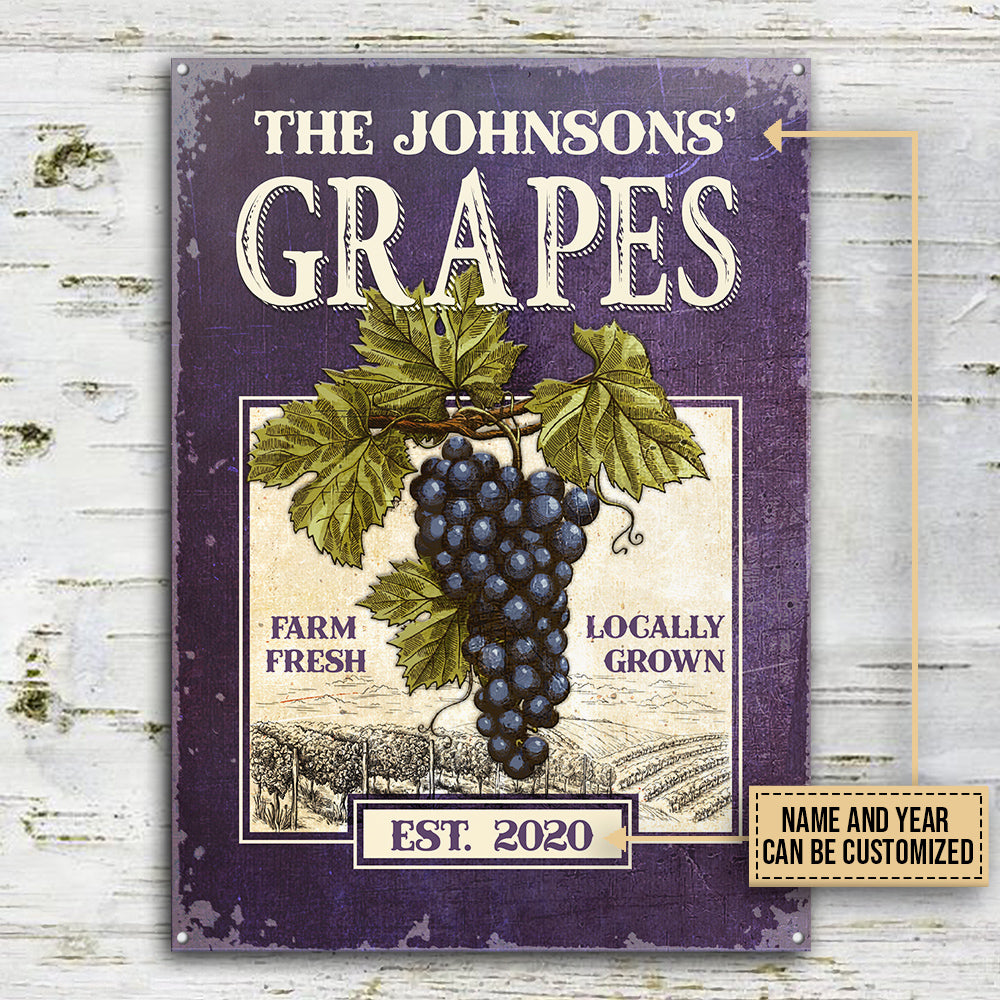 Personalized Grape Farm Fresh Customized Classic Metal Signs