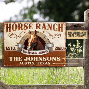 Personalized Horse Ranch Classic Metal Signs Boarding & Lessons Horse Ranch Sign