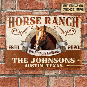 Personalized Horse Ranch Classic Metal Signs Boarding & Lessons Horse Ranch Sign