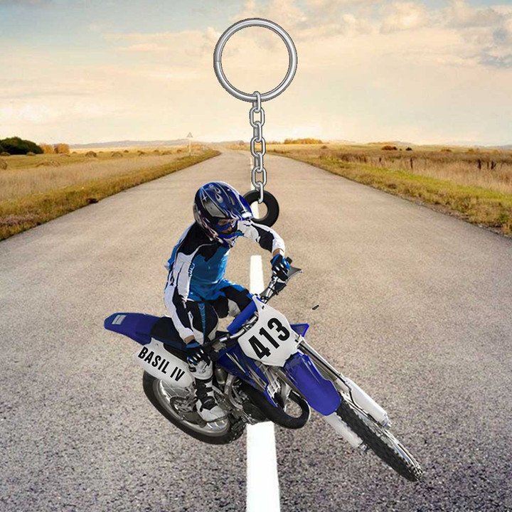 BIKER PERSONALIZED MOTOCROSS DIRT BIKE KEYCHAIN