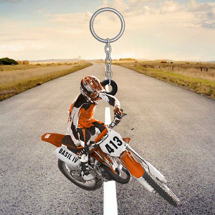 BIKER PERSONALIZED MOTOCROSS DIRT BIKE KEYCHAIN