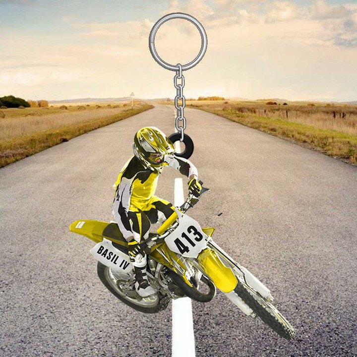 BIKER PERSONALIZED MOTOCROSS DIRT BIKE KEYCHAIN