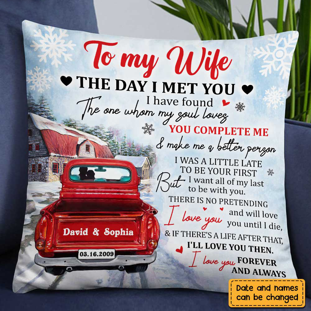 Personalized To My Wife Red Truck Pillow