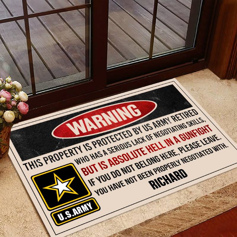 Personalized door mat with your name - Proud veteran lives here