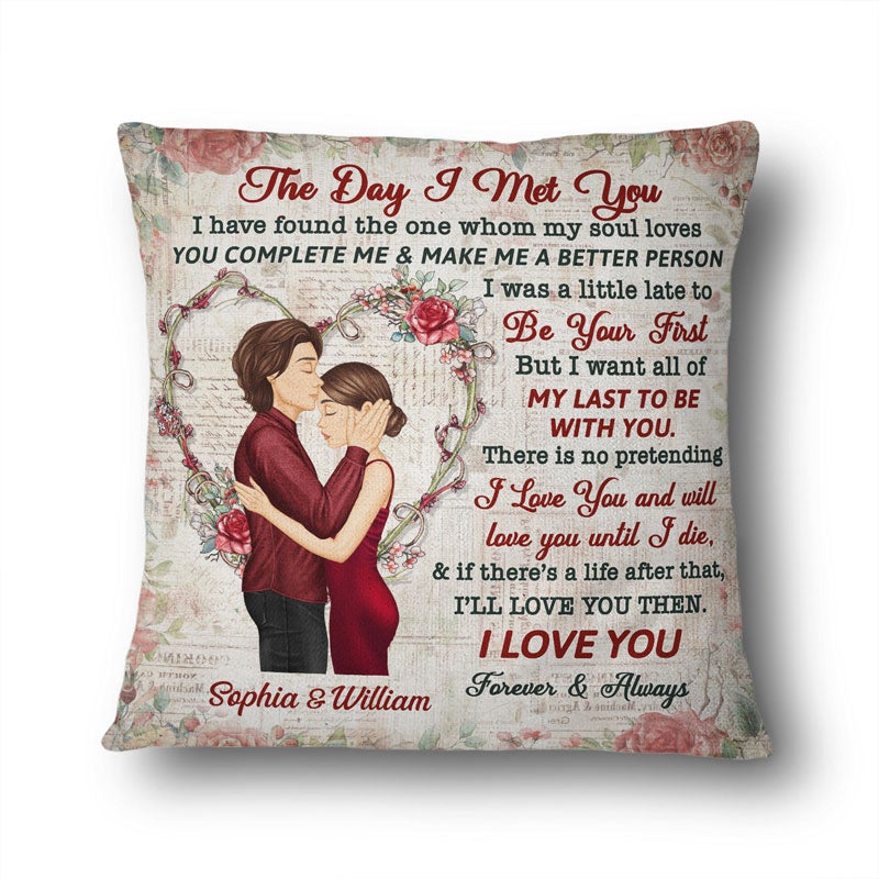 Couple Letter The Day I Met You - Gift For Couples - Personalized Custom Pillowcase