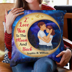 Couple Letter I Love You To The Moon And Back - Gift For Couples - Personalized Custom Pillow
