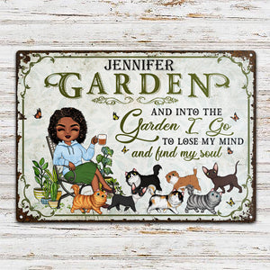 And Into The Garden I Go Gardening Cat Lovers Cat Mom - Garden Sign - Personalized Custom Classic Metal Signs