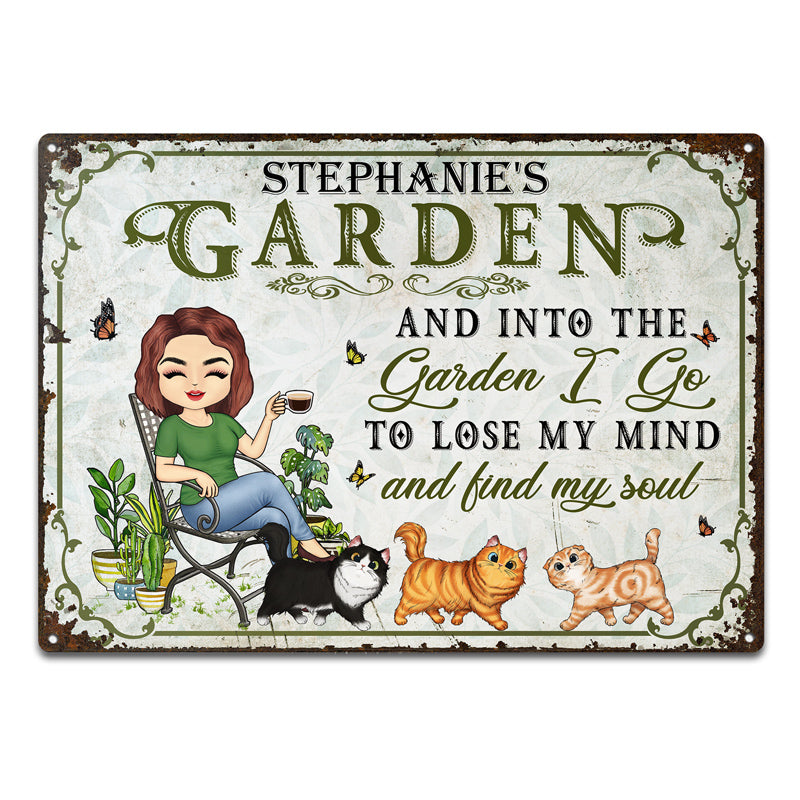 And Into The Garden I Go Gardening Cat Lovers Cat Mom - Garden Sign - Personalized Custom Classic Metal Signs