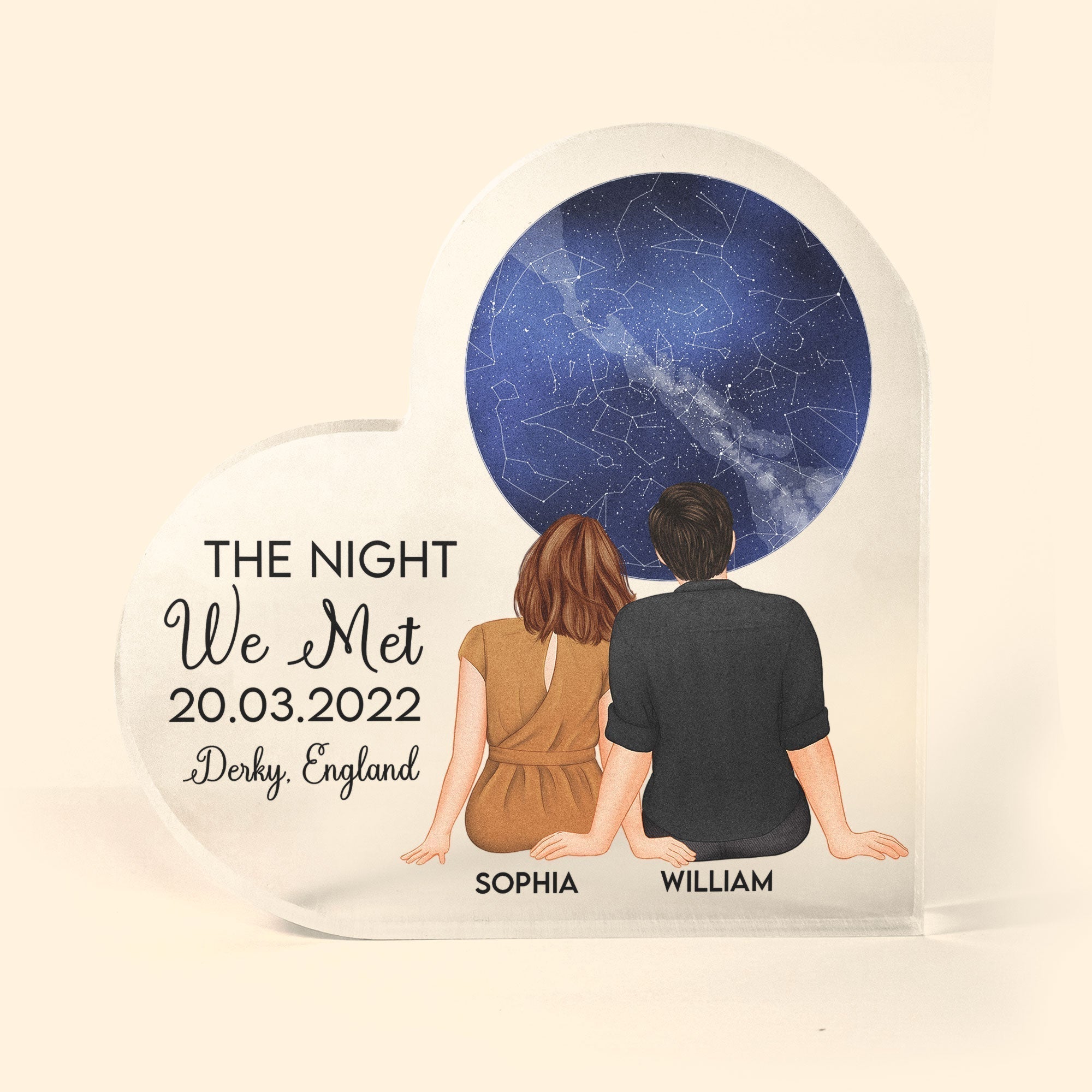 The Night We Met Custom Star Map - Personalized Heart Shaped Acrylic Plaque