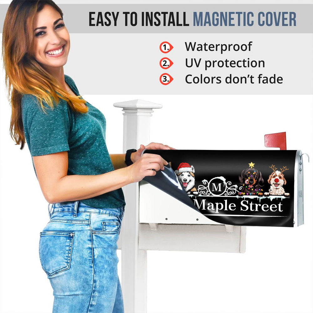 Personalized Dog Christmas Mailbox Cover, Dog lover Gift