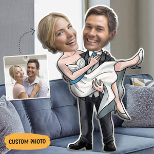 Bride Groom Shape Pillow, Custom Photo, Personalized Pillow, Weeding Gift For Couples