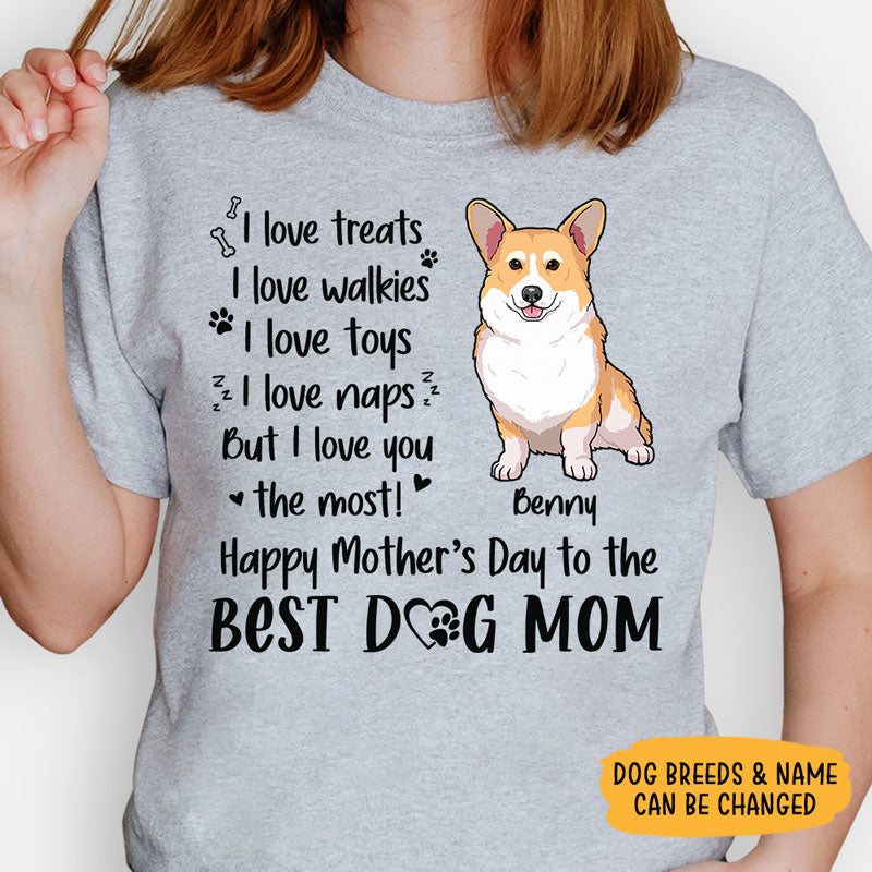 I Love Treats I Love Walkies, Personalized Mother's Day Shirt, Custom Gifts For Dog Mom