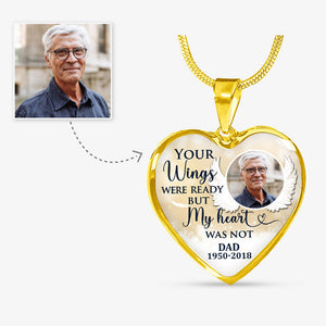 Your Wings Were Ready But My Heart Was Not, Custom Photo, Luxury Heart Necklace