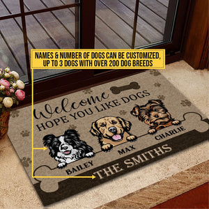 Welcome Hope You Like Dogs, Dog Welcome, Dog Lover Gift, Custom Doormat