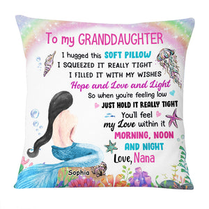 PERSONALIZED GRANDDAUGHTER MERMAID UNDER THE OCEAN PILLOW