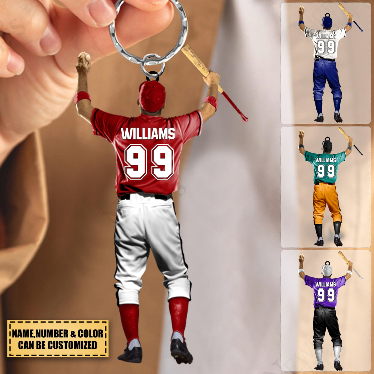 Personalized Baseball Player Acrylic Keychain For Baseball Player