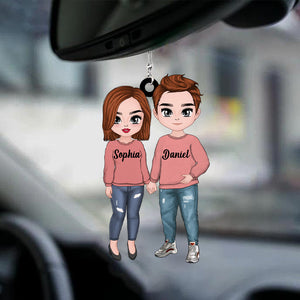 Personalized Doll Couple Holding Hands Gift For Husband, Wife Couple Car Ornament