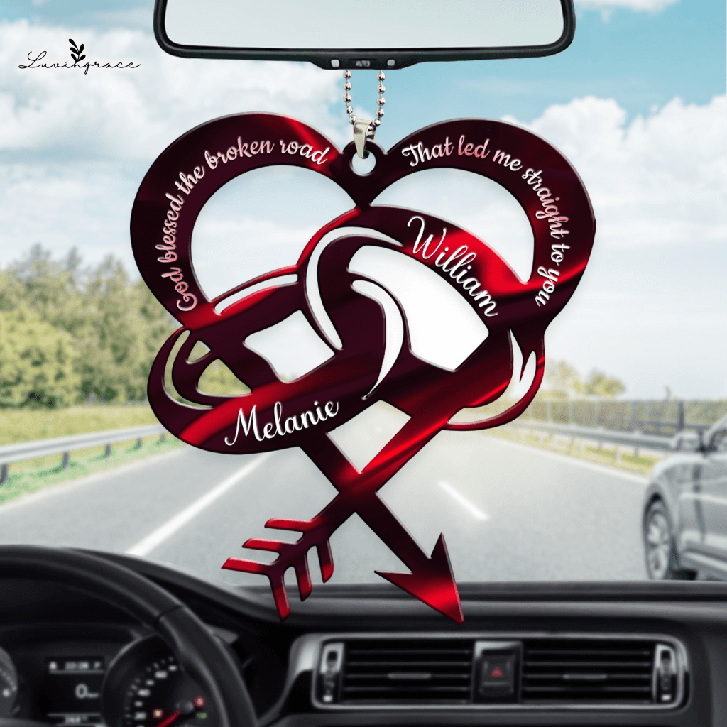 Arrow With Couple Rings God Blessed Personalized Ornament