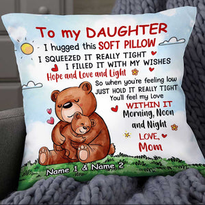 Personalized Bear Mom Grandma To Daughter Granddaughter Son Grandson Hug This Pillowcase