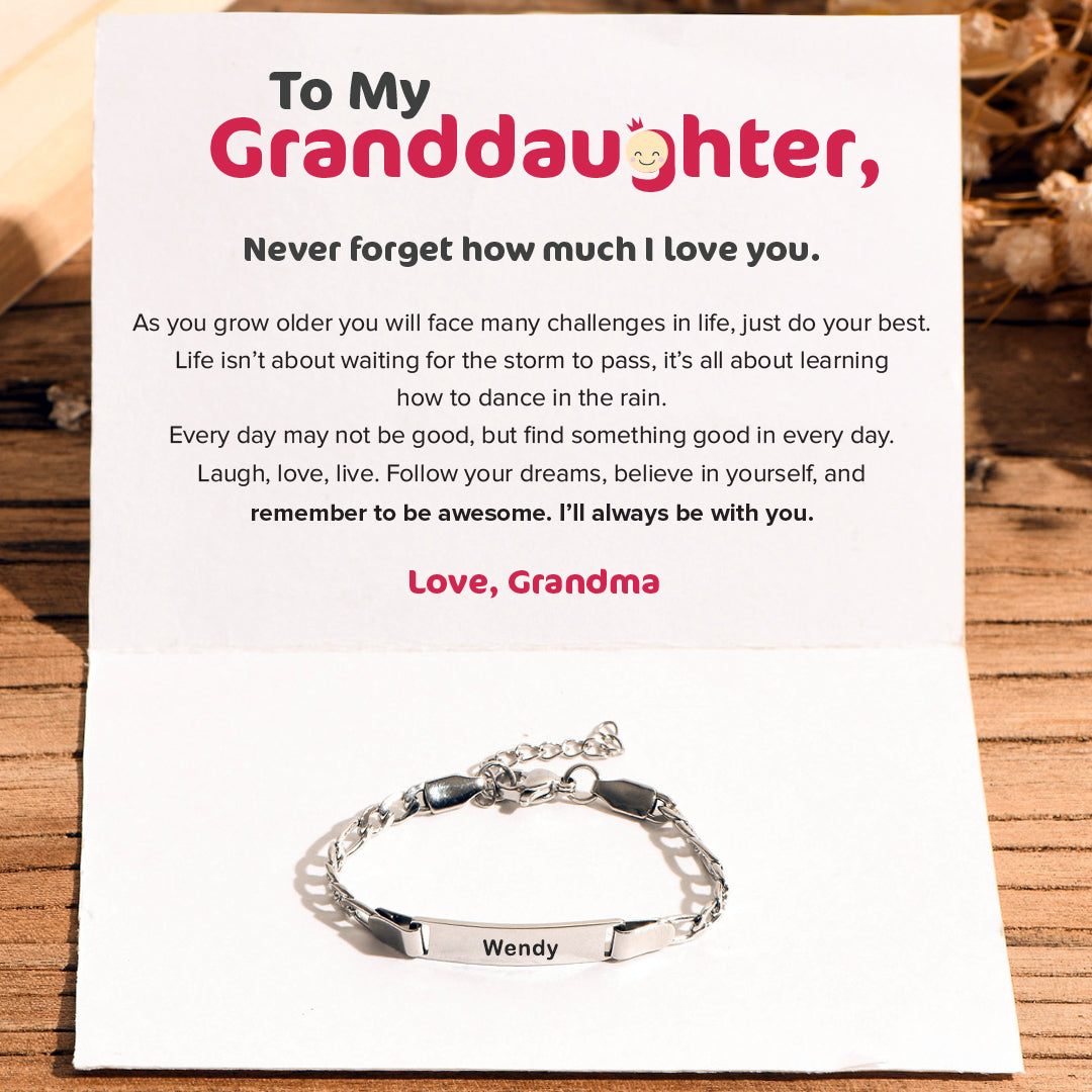 To My Granddaughter, I Will Always Be With You Personalized Baby Bracelet