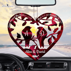 Bird Couple Heart God Blessed Personalized Ornament