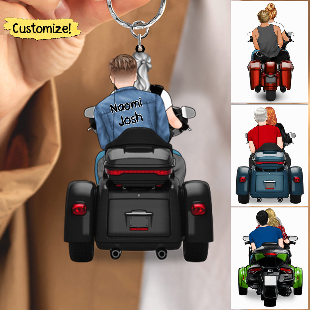 Couple & Friends On Motorcycle - Personalized Acrylic Keychain For Couples,Friends,Motorcycle Lovers