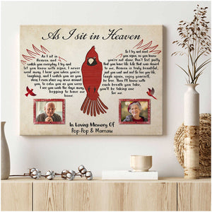 Personalized Cardinal Sympathy Gift Memorial Poster For Loved Ones As I Sit In Heaven