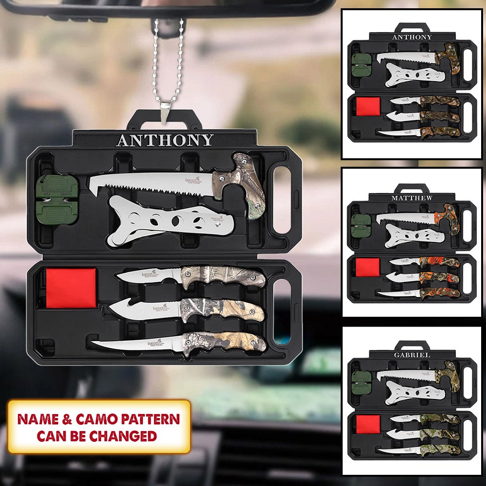 Personalized Field Dressing Kit Hunting Knife Set Flat Acrylic Car Ornament Hunting Tool Car Ornament