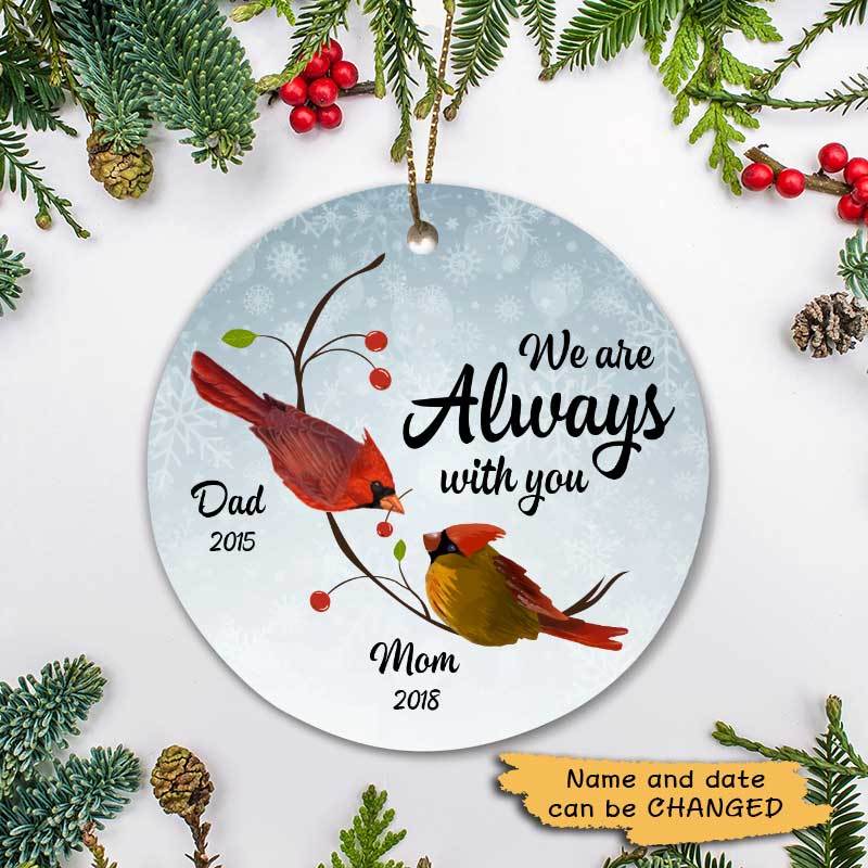 Cardinal Always With You Personalized Memorial Circle Ornament