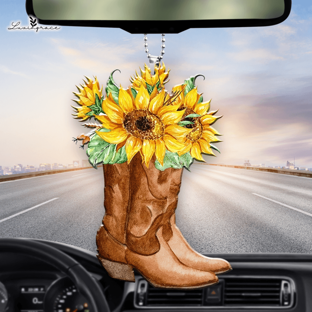 Cowgirl Boots With Sunflowers Ornament