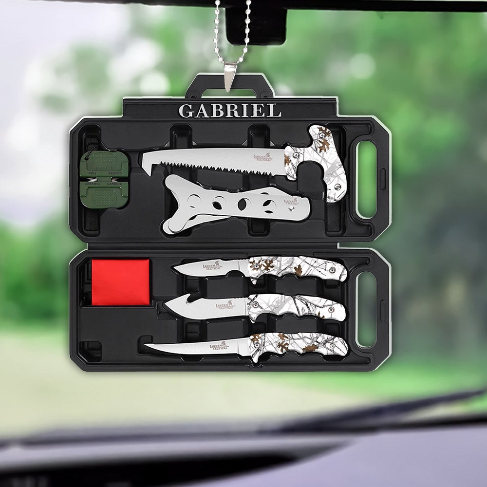 Personalized Field Dressing Kit Hunting Knife Set Flat Acrylic Car Ornament Hunting Tool Car Ornament