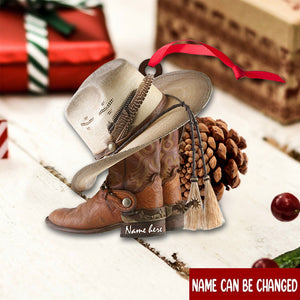 Personalized Boots And Hat Cowboy Christmas Ornament