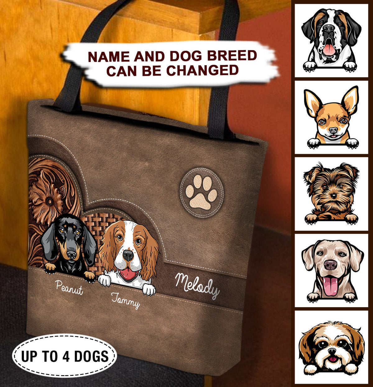 Dog Personalized All Over Tote Bag