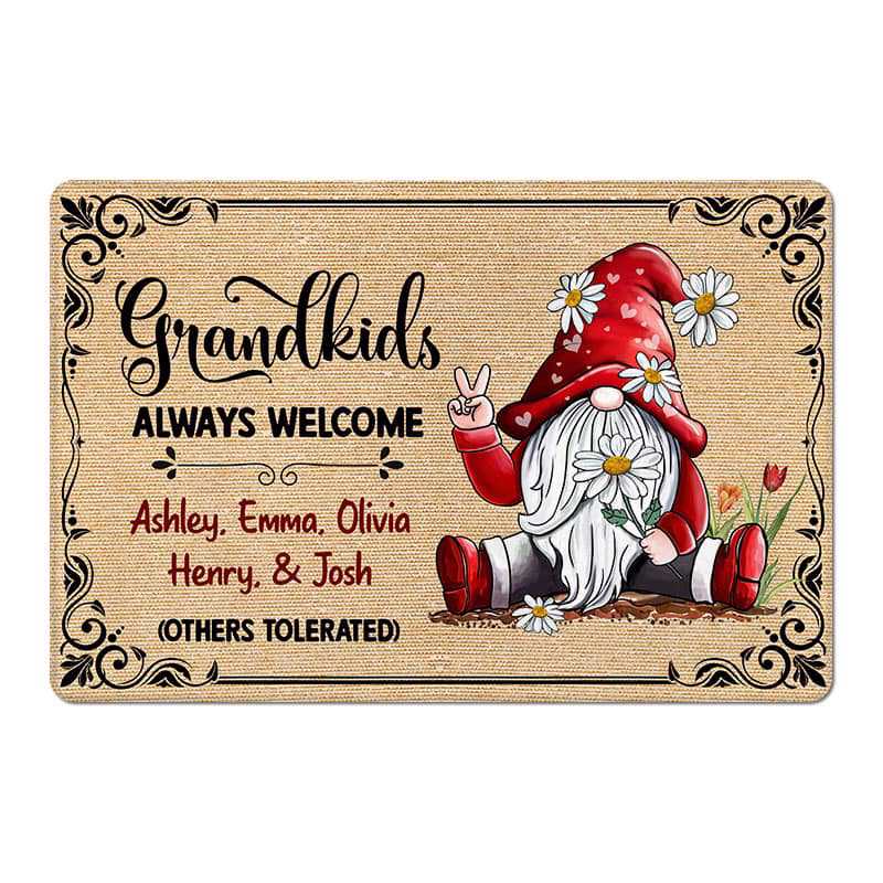Grandkids Always Welcome doll Personalized Doormat