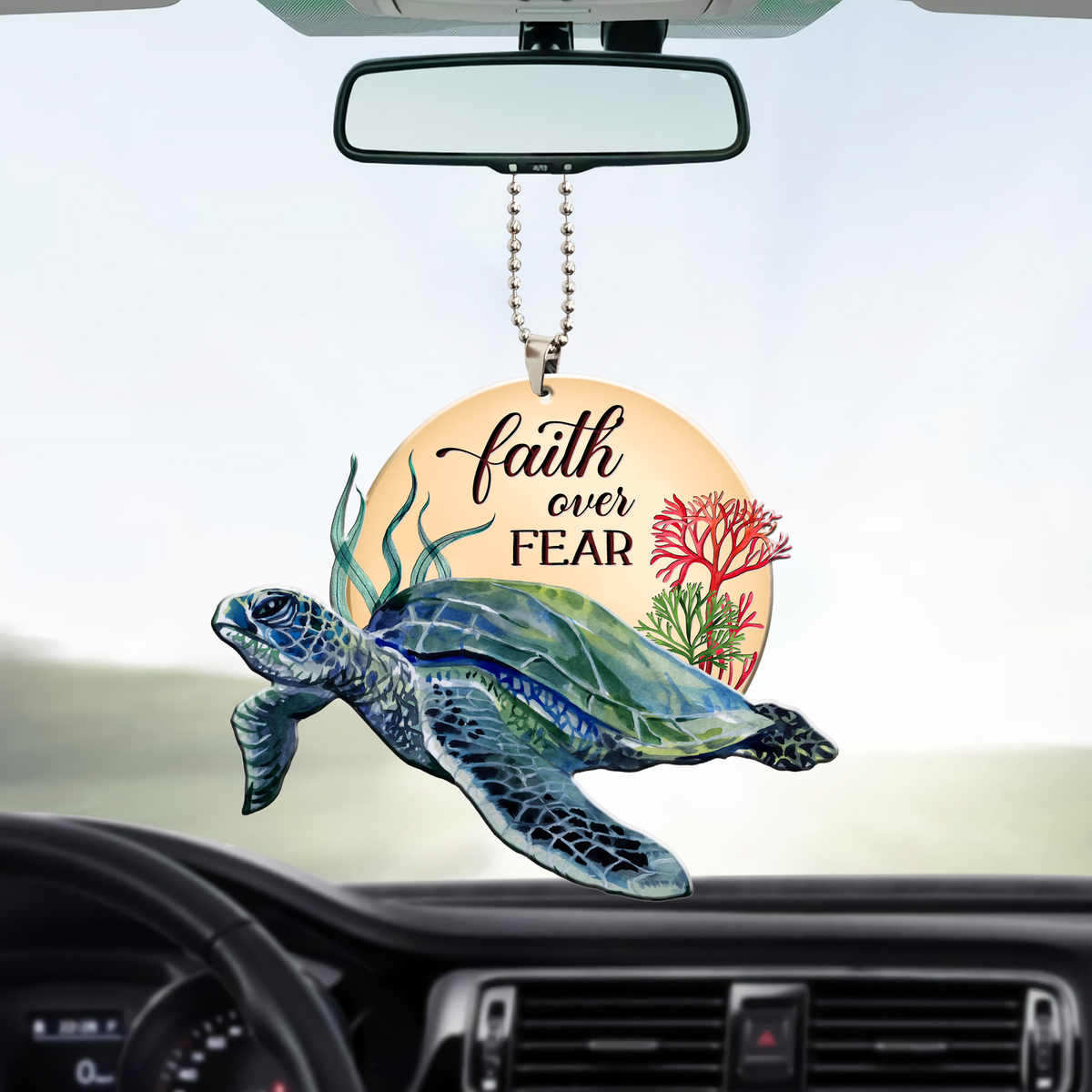 Faith Over Fear Turtle Ornament