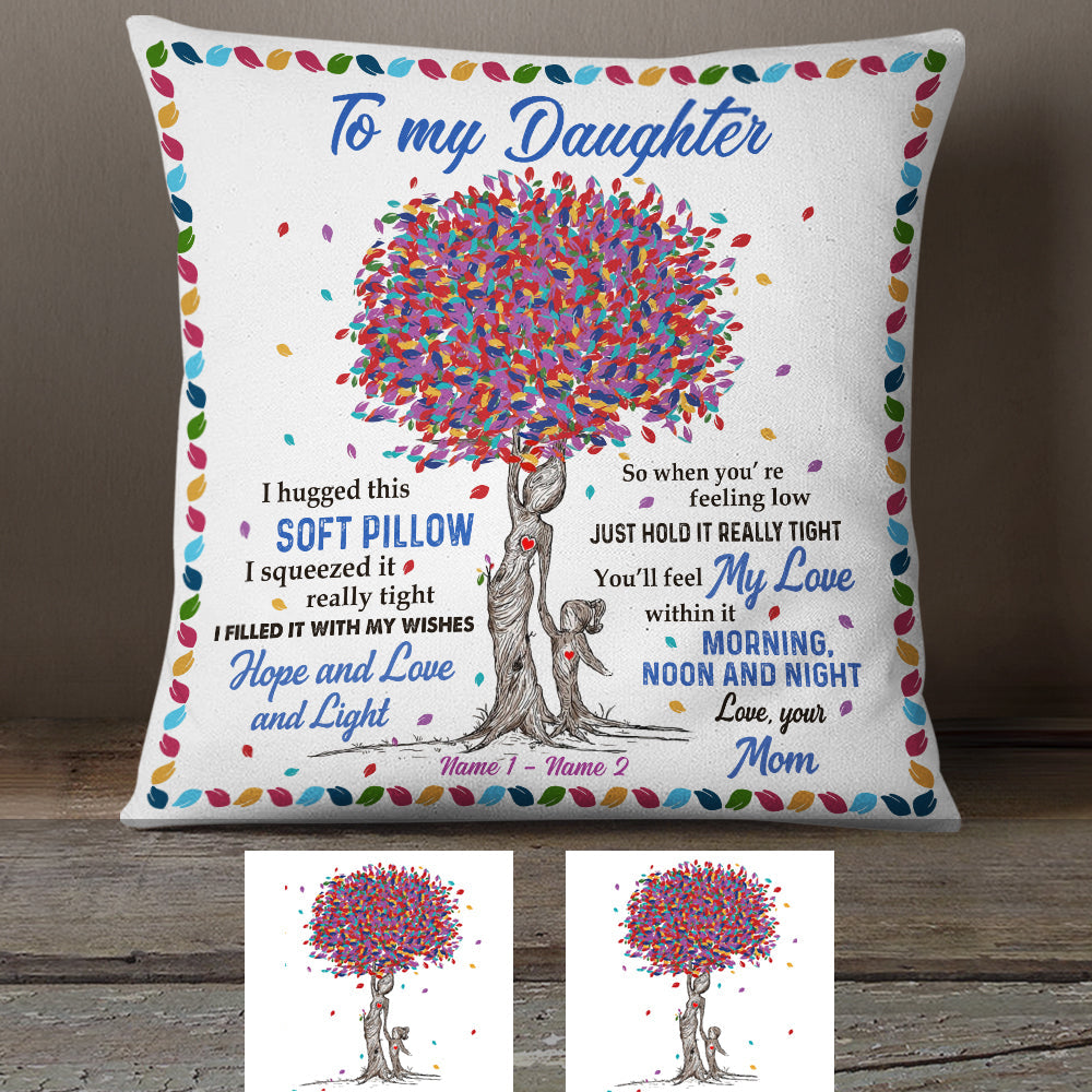 Personalized Grandma Granddaughter Mom Daughter Tree Pillow (Insert Included)
