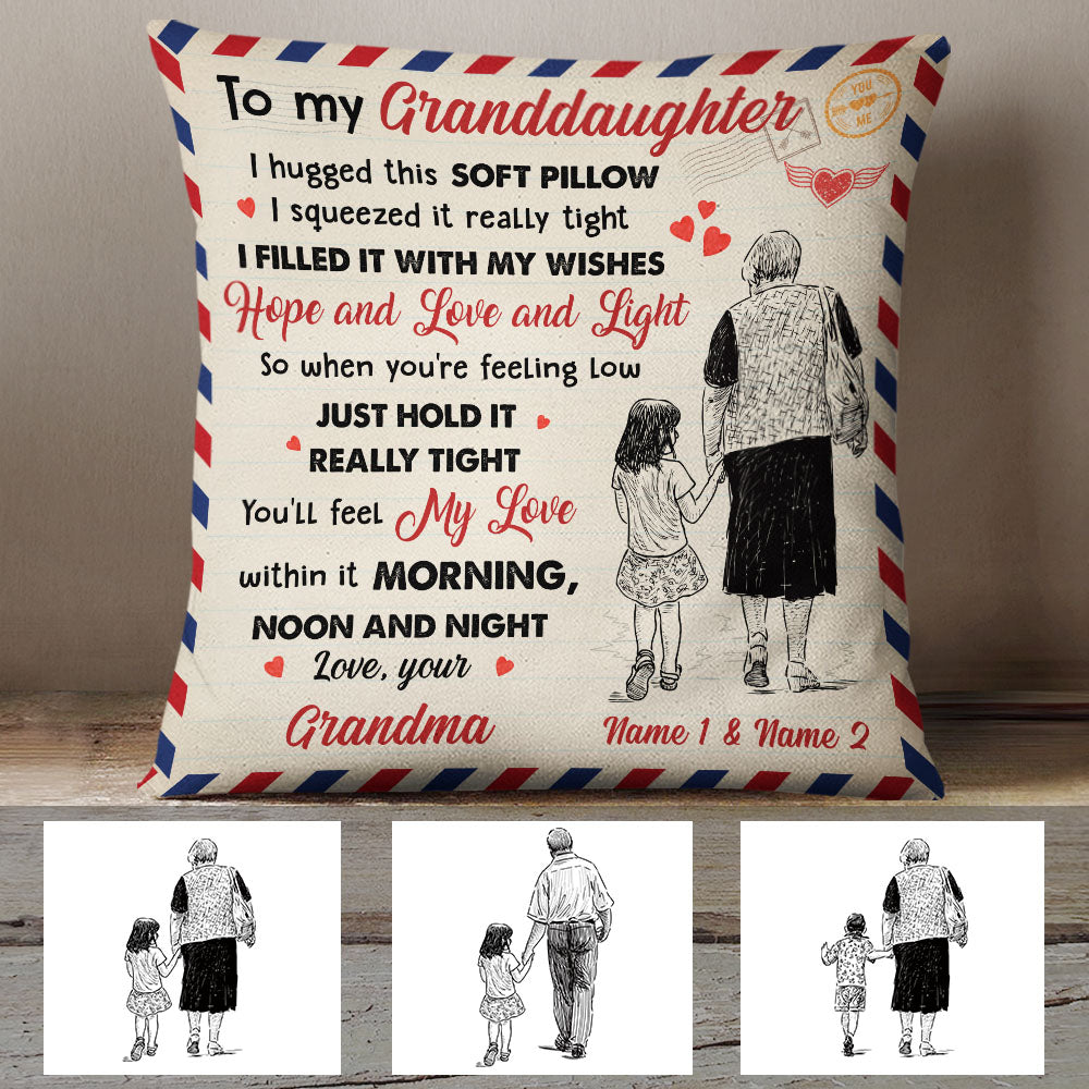 Personalized Grandpa Grandma Mom Granddaughter Daughter Grandson Pillow