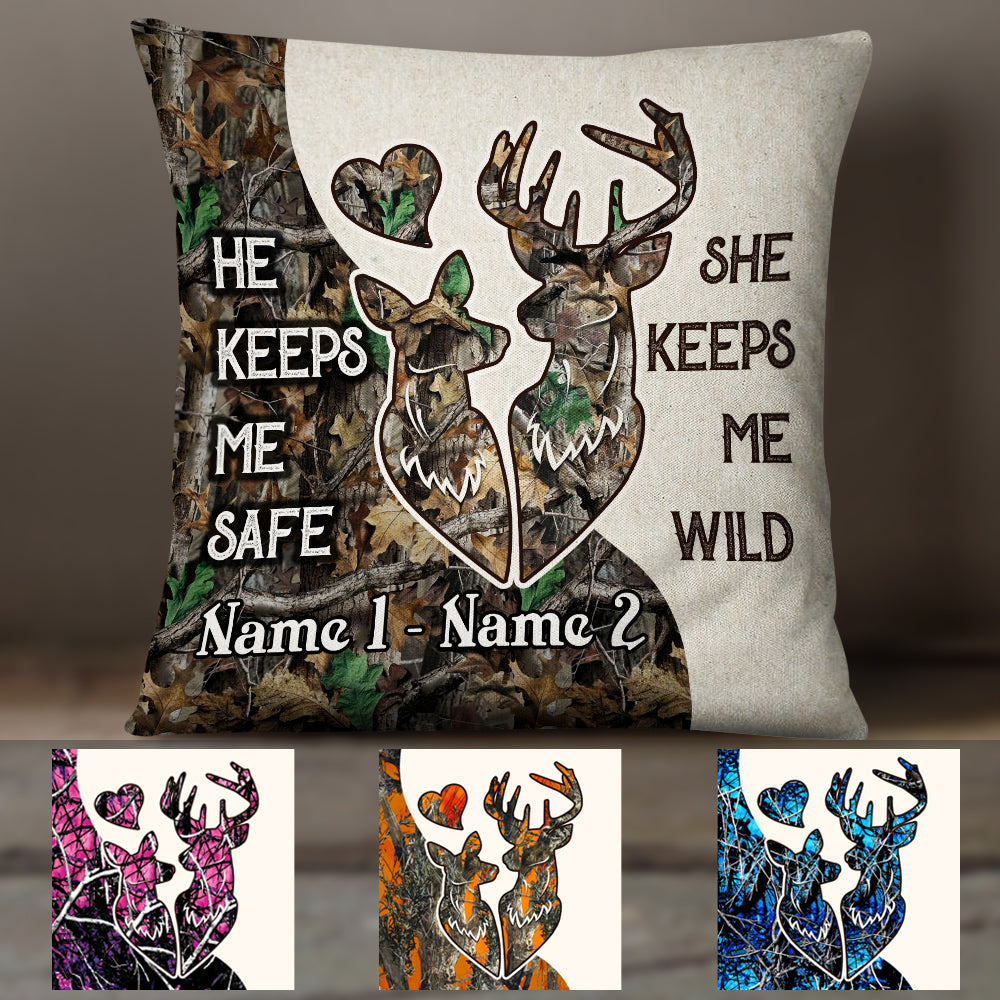 Personalized Deer Hunting Valentine Couple Pillow  JR91 81O47 (Insert Included)